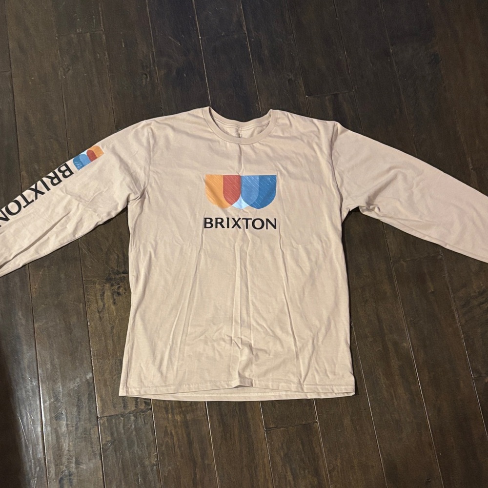 Brixton Tan Long Sleeve with Multicolor Logo